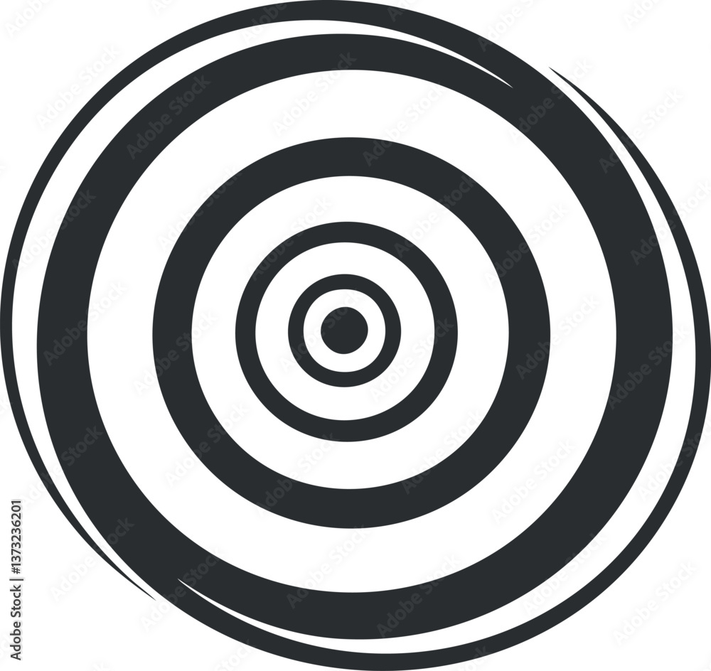 Poster abstract black and white concentric circles for optical illusion and design projects.