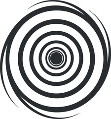 Black and white concentric spiral pattern for optical illusion designs and visual effects.