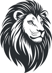 Majestic lion head vector illustration for wildlife and decorative design themes.