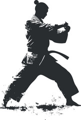 Fototapeta premium Martial artist silhouette in dynamic pose for sports and training design.