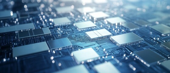 Engineers developing AI driven semiconductor manufacturing, futuristic cleanroom lab with automated precision chip fabrication, High-tech style