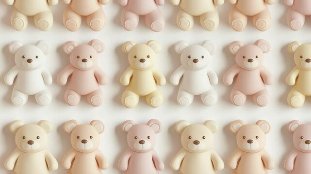 Blue and pink pastel teddy bears gently bouncing in animation.