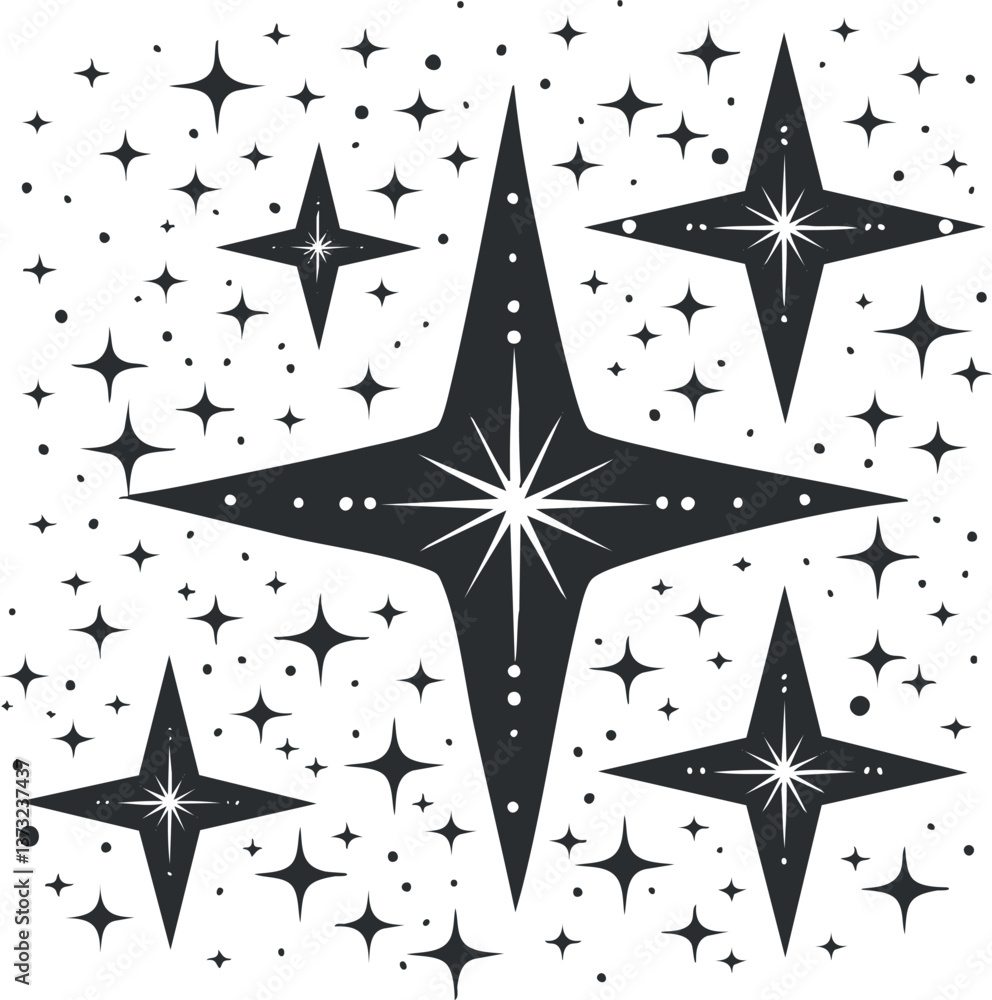 Poster abstract star and sparkle pattern vector for decorative design backgrounds.
