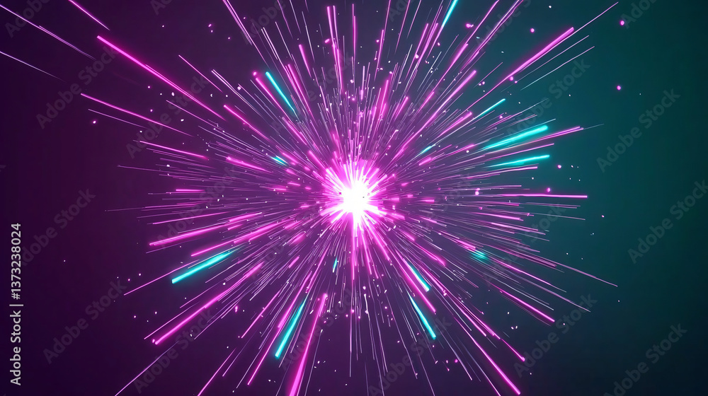Poster vivid purple and green explosion in a sci-fi environment creating a striking visual contrast and dyn