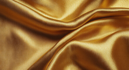 Luxurious golden fabric with smooth texture and elegant drape, perfect for fashion and interior design projects