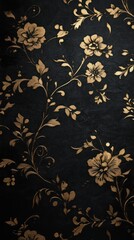 Golden floral pattern design with decorative elements on a dark background
