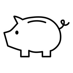 かわいいブタの貯金箱のモノクロアイコン