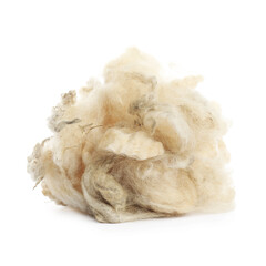 Heap of raw wool isolated on white