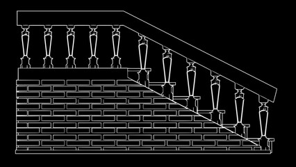 Obraz premium Staircase Balustrade Designs 2D vector
