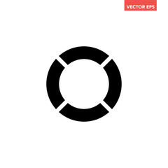 Black single separate doughnut graph pie chart filled icon with 4 parts. Morden flat design vector illustration diagram infographic for web logo button app ui ux isolated on white background