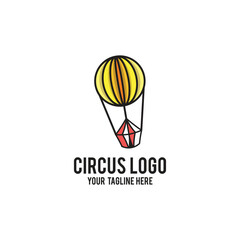 Fototapeta premium Circus logo with a hot air balloon and tent