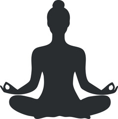 Silhouette of a person meditating in lotus pose, symbolizing calmness, balance, and mindfulness.