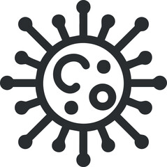 Fototapeta premium Black and white icon of a virus or microorganism representing infection and disease.