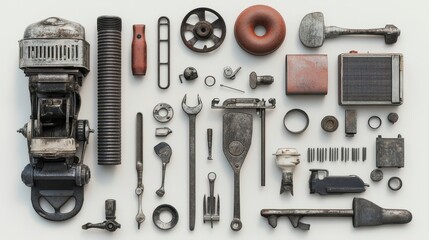 Obraz premium Vintage Tools and Mechanical Parts