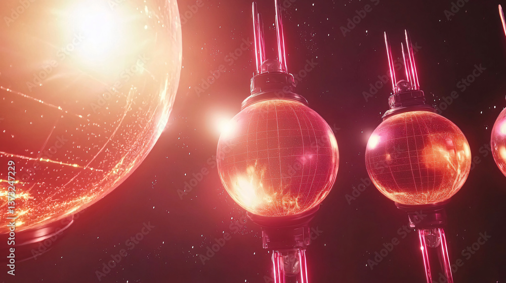 Poster a stunning group of planets orbiting in a vast universe captured in a sci-fi setting with celestial 
