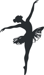 Silhouette of a graceful ballerina in mid-leap, showcasing elegance and artistic movement.