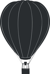Obraz premium Silhouette of a hot air balloon in black and white, symbolizing travel and adventure.