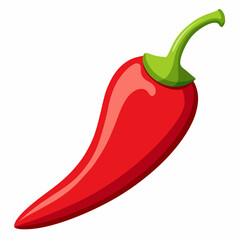 A single red chili pepper placed on a plain white background.