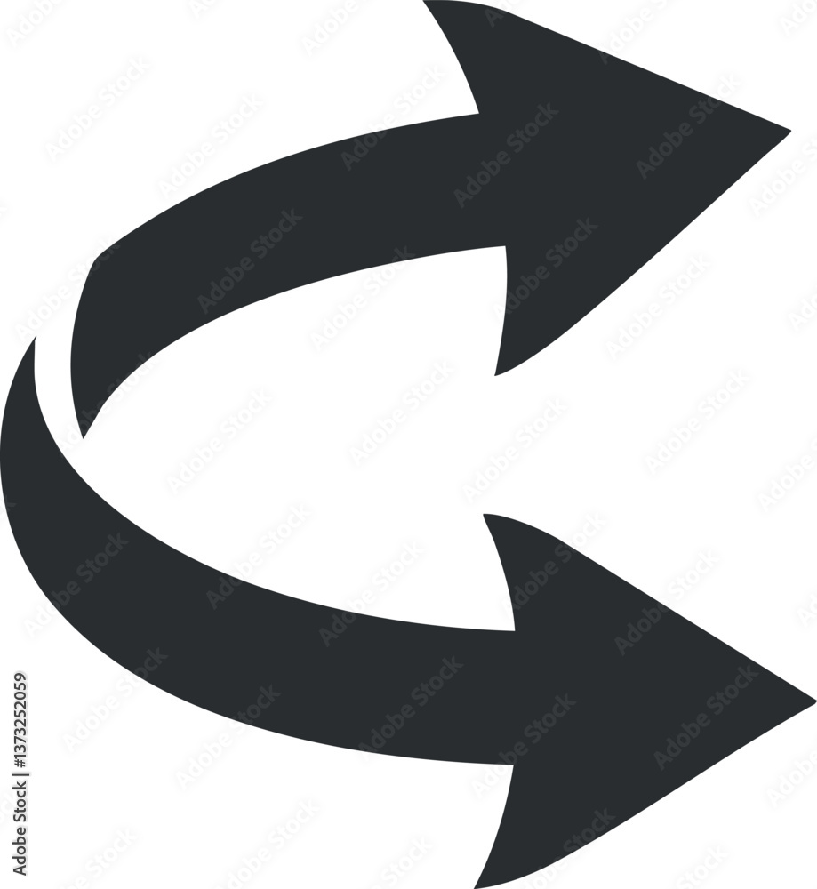 Poster two black curved arrows forming a loop, indicating rotation or cycle.