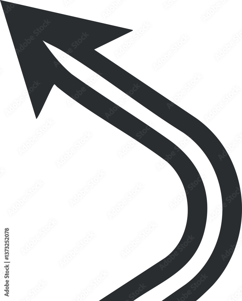 Aufkleber black arrow symbol pointing upward, representing direction and guidance in a simple design.
