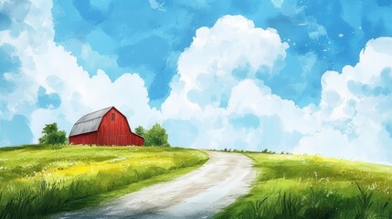 Obraz premium Vibrant Farm Landscape Scene