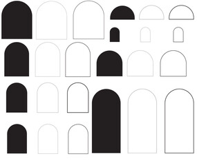 Fototapeta premium Arch Frame and Border Collection Set for Wedding Invitations, Greeting Cards, Christmas Cards, Website, Posters, Brochures, Scrapbooking, Paper Crafts. Black Vector Shapes Templates