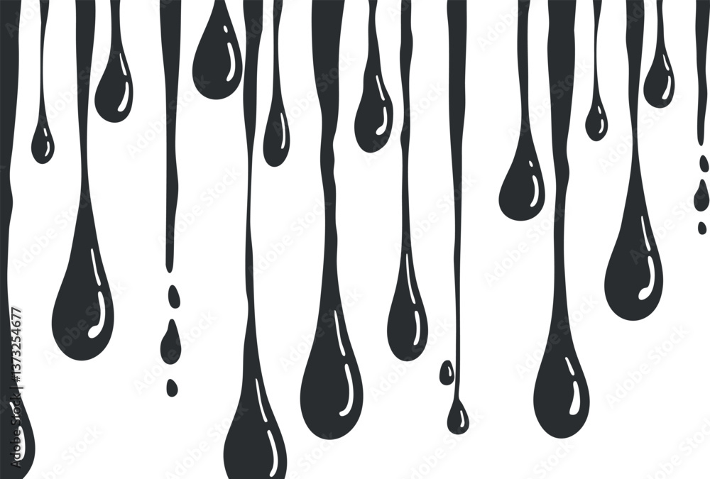 Aufkleber abstract black paint drips creating a dynamic and bold design on a white background.