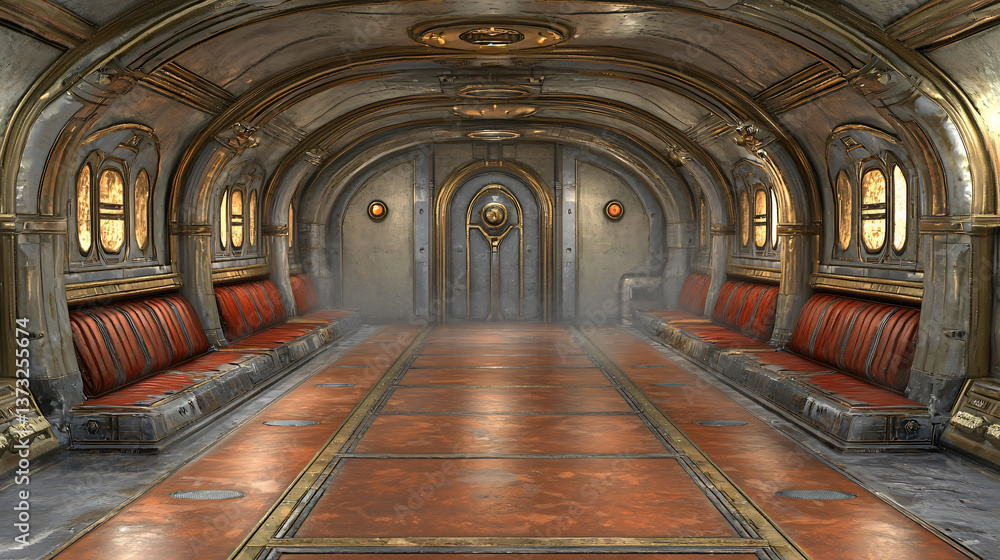 Poster expansive and empty room featuring a virtual reality arcade with cinematic lighting creating a uniqu