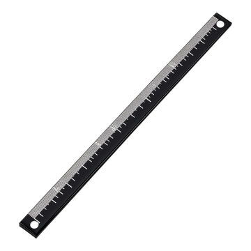 recommend clip art: Black ruler with measurement markings on a white background