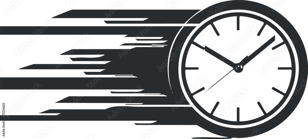 Poster Abstract illustration of a clock moving fast, symbolizing speed and time efficiency.