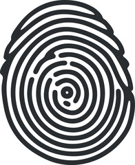 Fototapeta premium Black and white illustration of a fingerprint, symbolizing identity and biometric security.