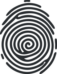 Fototapeta premium Black and white fingerprint illustration representing identity and biometric security technology.