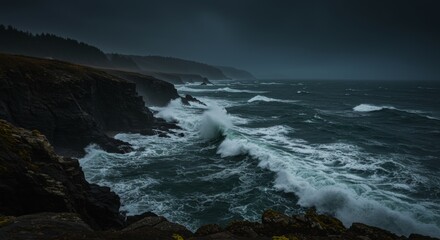 Obraz premium Stormy Coastal Cliffs