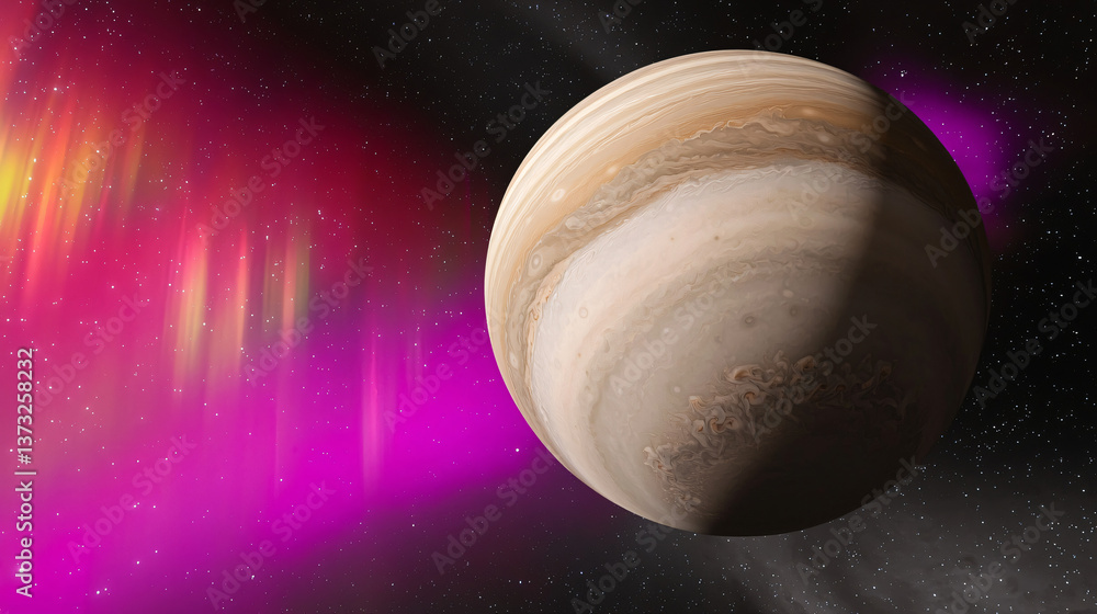 Poster exquisite planet surrounded by a captivating bright red and yellow light display creating a cosmic l