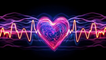 Glowing Heartbeat Energy Waves.