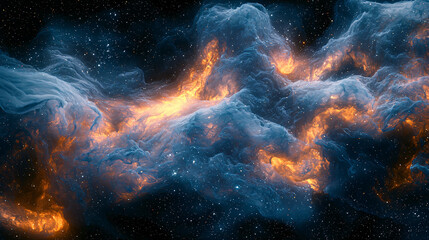 Fototapeta premium Stunning nebula with a distant star in the background evoking cosmic energy waves and ethereal illumination in a celestial landscape.