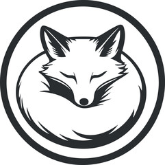 Obraz premium Monochrome logo design featuring a stylized fox within a circular emblem.