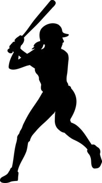 Girl softball batter silhouette vector isolated design file 