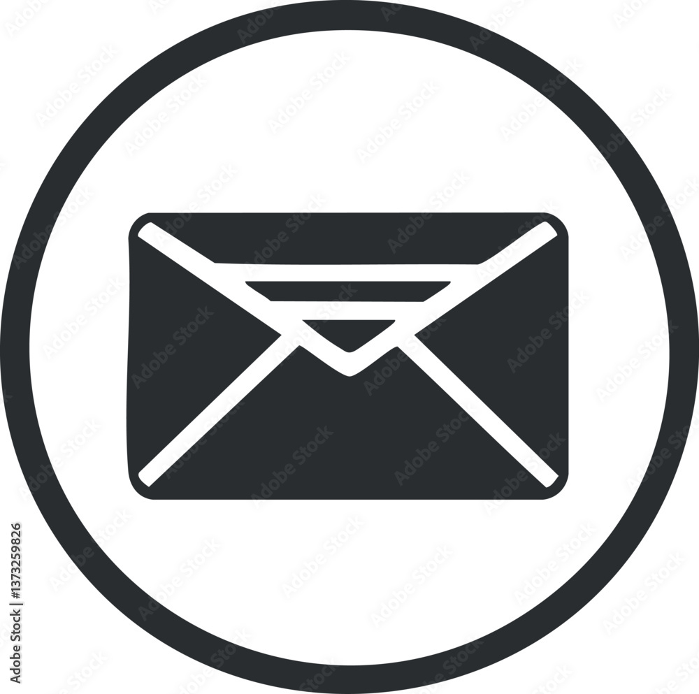 Aufkleber black and white envelope icon representing mail or email communication within a circular border.