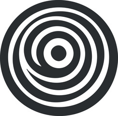 Abstract black and white spiral design with concentric circles and optical illusion effect.