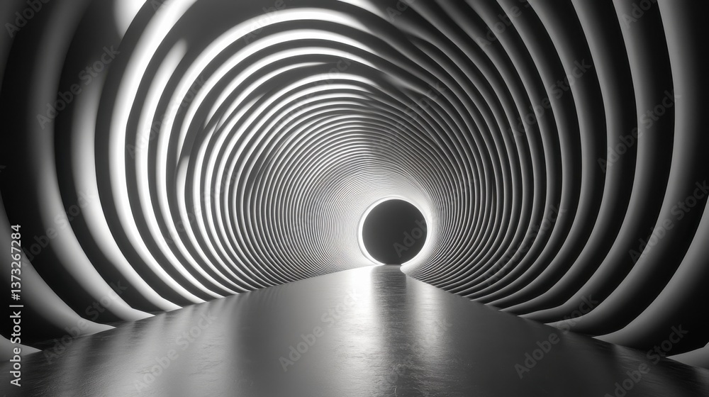 Poster abstract white circular curves lines donut round pattern black tunnel geometric background with blan