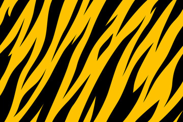 Tiger texture abstract background yellow and black. Vector jungle strip seamless repeat pattern. print