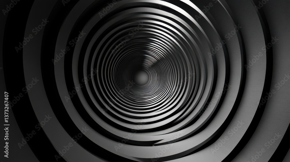 Poster abstract white circular curves lines donut round pattern black tunnel geometric background with blan
