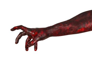 Hand of zombie on white background. Halloween celebration