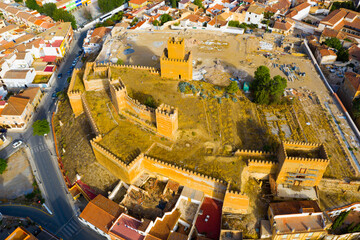 Fototapeta premium Aerial view of Guadix city and Alcazaba fortness in the south of Spain