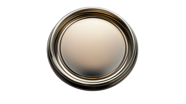 Jar lid top view with a clean metallic surface on a white background