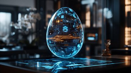 High-Tech Easter Egg with Digital Patterns in Augmented Reality