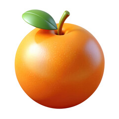 orange with leaf 3d render isolated on transparent white background, clipping path