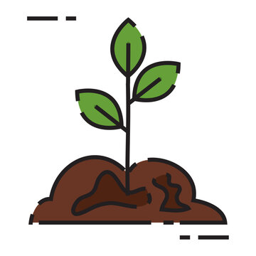 green sprout growing in brown soil clip art preview