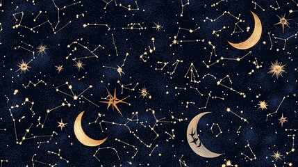 Enchanting night sky filled with bright stars and crescent moons creating a magical atmosphere perfect for stargazing and celestial wonder